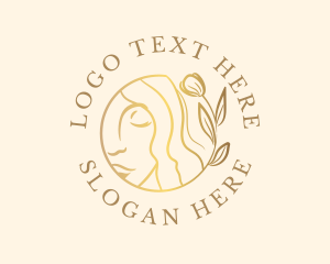 Hairstylist - Golden Floral Woman logo design