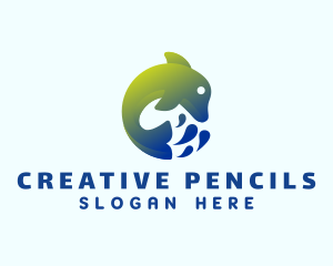 Gradient Dolphin Water Droplet logo design