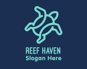 Reef - Blue Sea Turtle logo design