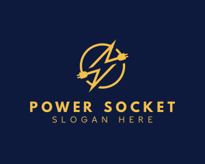 Socket - Lightning Plug Power logo design