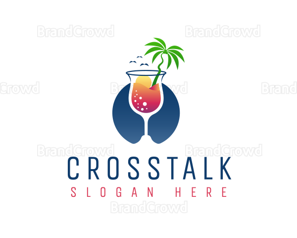 Cocktail Drink Beach Logo
