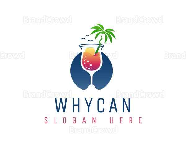 Cocktail Drink Beach Logo