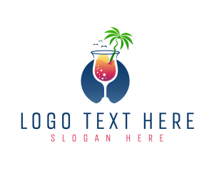 Cocktail Drink Beach Logo