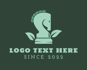 Chessboard - Leaf Knight Chesspiece logo design