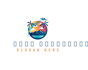 Ocean - Beach Island Airplane logo design