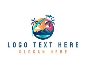 Coastal - Beach Island Airplane logo design