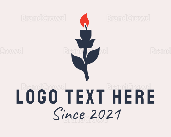 Rose Flower Candle Logo