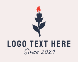 Commemoration - Rose Flower Candle logo design