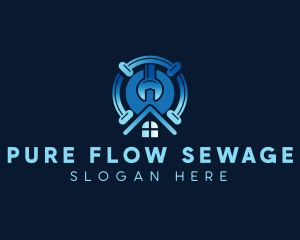 Sewage - House Pipe Plumbing logo design