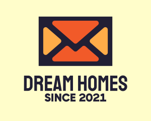 Pen Pal - Orange Envelope Mail logo design