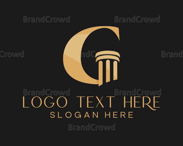 Gold Pillar Column Letter G Logo