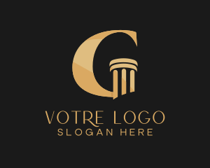 Gold Pillar Column Letter G Logo