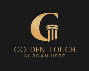 Gold Pillar Column Letter G logo design