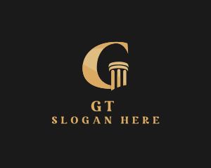 Gold Pillar Column Letter G logo design