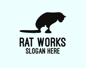 Rat - Cat & Mouse Silhouette logo design