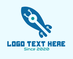 Rocket Launch - Tech Blue Rocker logo design