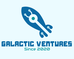 Spaceship - Tech Blue Rocker logo design