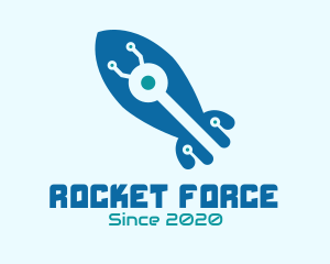 Missile - Tech Blue Rocker logo design