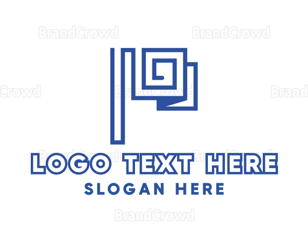 Modern Tech Flag Outline Logo