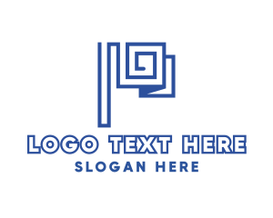 Spiral - Modern Tech Flag Outline logo design