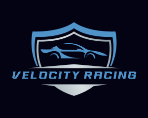 Automobile Racing Car Shield logo design