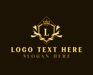 Regal - Crown Crest Ribbon logo design
