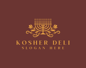 Jewish - Hannukah Flower Candle logo design