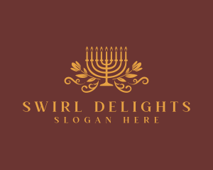 Hannukah Flower Candle logo design