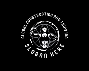 Muscle - Strong Woman Gym logo design