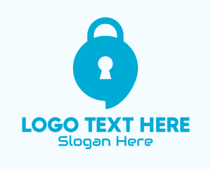 Chat - Blue Security Lock Chat logo design