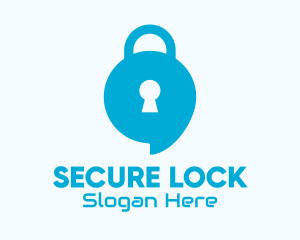 Locked - Blue Security Lock Chat logo design