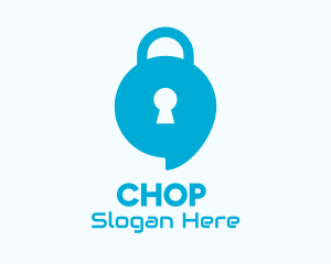Message - Blue Security Lock Chat logo design