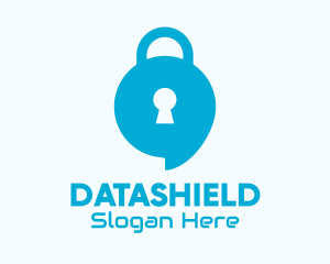 Blue Security Lock Chat logo design