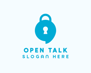 Blue Security Lock Chat logo design