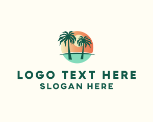 Tourist Destination - Sunset Palm Tree Paradise logo design