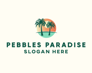 Sunset Palm Tree Paradise logo design