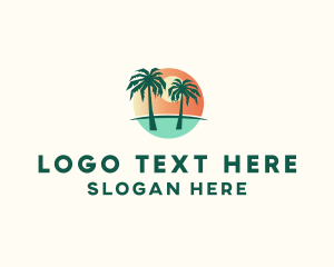 Palm Tree - Sunset Palm Tree Paradise logo design