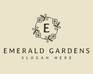 Wedding Flower Wreath Garland logo design