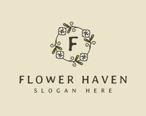 Wedding Flower Wreath Garland logo design