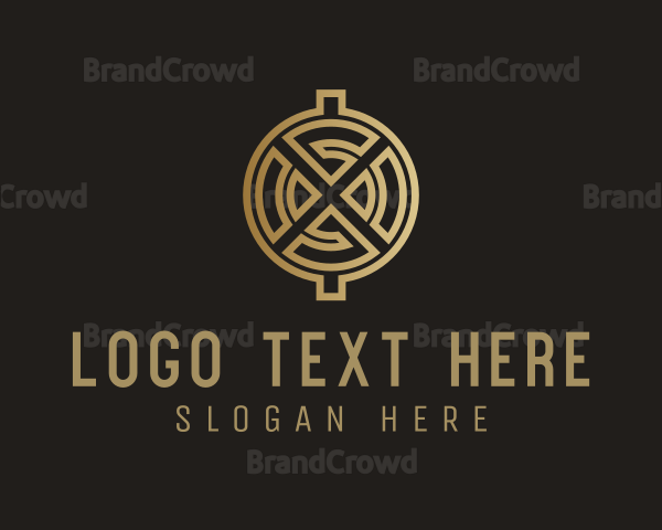 Gold Cryptocurrency Letter X Logo