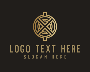Fintech - Gold Cryptocurrency Letter X logo design