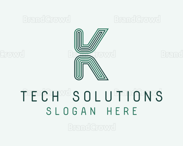 Digital IT Programmer Letter K Logo