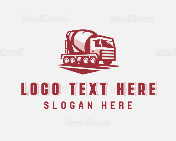 Concrete Mixer Truck Construction Logo