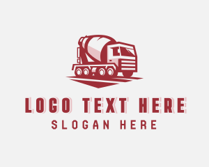 Concrete Mixer Truck Construction Logo