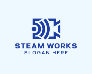 Blue Video Steaming Wifi logo design