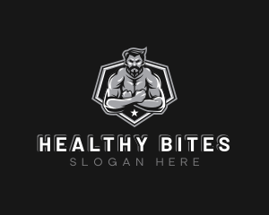 Hunk Bodybuilder Gym logo design