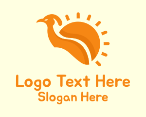 Peafowl - Orange Sun Bird logo design