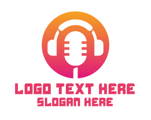 Podcast - Modern Mic Headphones logo design