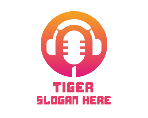 Podcast - Modern Mic Headphones logo design