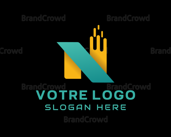 Gradient Pixel Letter N Logo